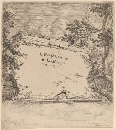 Titelsida med fontän av Karel Dujardin