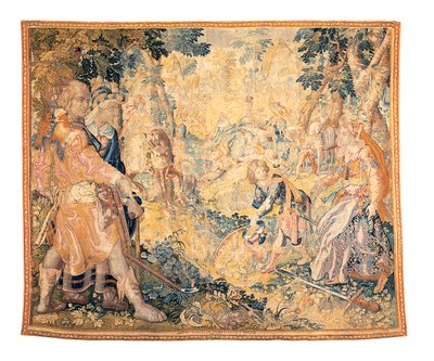 Delfts mytologiska gobeläng föreställande en scen från Orlando Furioso, av Franciscus Spierinckx av Karel Van Mander