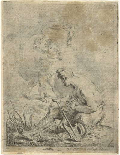 Flodguden tittar på två putti av Karel Ykens (II)