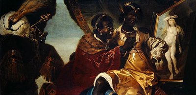 Hydaspes och Persina innan vid en målning av Andromeda (olja på duk) av Karel van III Mander