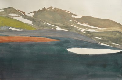 Utsikt över en snötäckt bergsjö av Karin Bos