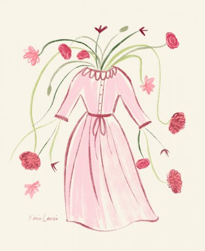 Blommig rosa klänning av Karin Lauria