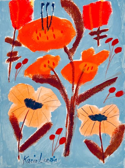 Livfull abstrakt blomsterkonst av Karin Lauria