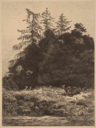 Rådjur i en park av Karl Bodmer