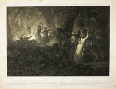 Befrielsen av Daniel Boones och Callaways döttrar, plansch två från Histoire des Premiere Colons d
