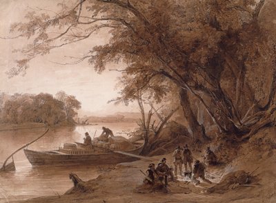 Läger av resenärer på Missouri av Karl Bodmer