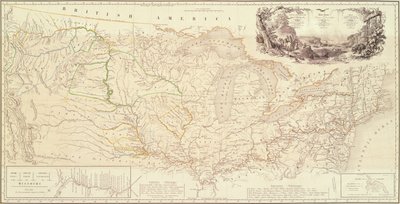 Karta för att illustrera Prins Maximilians rutt av Wied i Nordamerikas inre från Boston till Upper Missouri av Karl Bodmer
