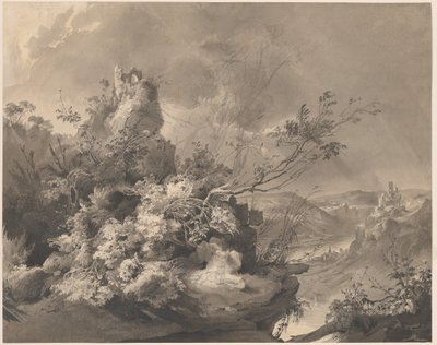 Tornförstörda med utsikt över Rhen av Karl Bodmer