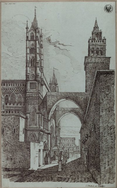 ”Vy över katedralen i Palermo” av Karl Friedrich Schinkel