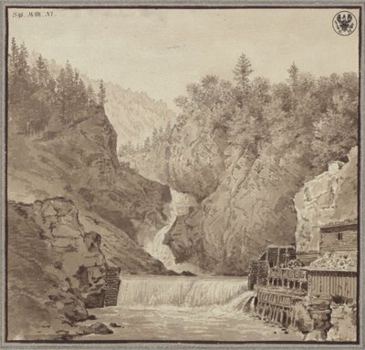 Utsikt över vattenfallet nära Lend i Salzburgområdet av Karl Friedrich Schinkel