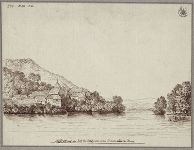 Utsikt över en by nära Graz från en bro över Mur av Karl Friedrich Schinkel
