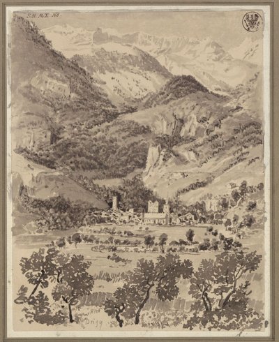 Utsikt över Brig med omgivningar i den schweiziska kantonen Valais av Karl Friedrich Schinkel