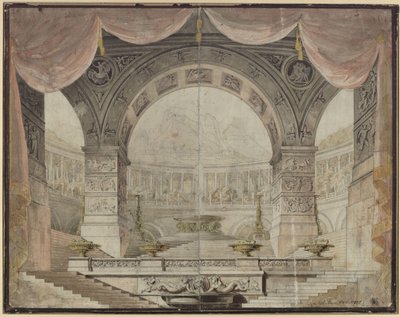 Armida. Opera av Christoph Willibald Gluck. Förslag till den 7:e dekorationen. Praktfull sal i Armidas palats av Karl Friedrich Schinkel