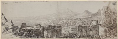 ”Utsikt från den antika teatern i Taormina över Catanias kust och Monte Gibello eller Etna” av Karl Friedrich Schinkel
