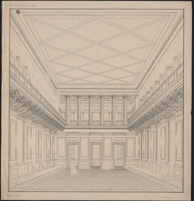Berlin. Schauspielhaus vid Gendarmenmarkt, konsertsal. Vy av Karl Friedrich Schinkel