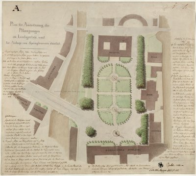 Berlin, Unter den Linden. Förslag till utformning av Lustgarten av Karl Friedrich Schinkel