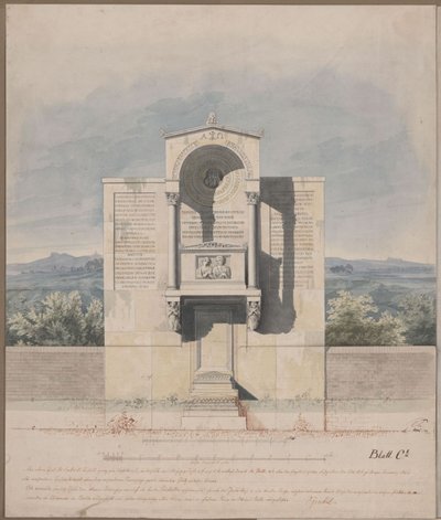 Bonn. Utformning till gravmonumentet över Barthold Georg Niebuhr, med ett reliefporträtt av makarna av Karl Friedrich Schinkel