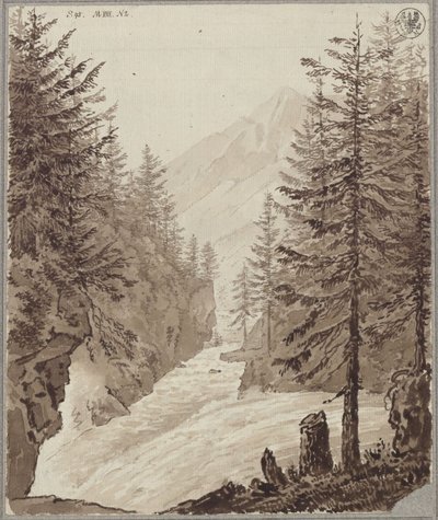 Klammpasset med Gasteiner Ache nära Lend i Salzburgregionen av Karl Friedrich Schinkel