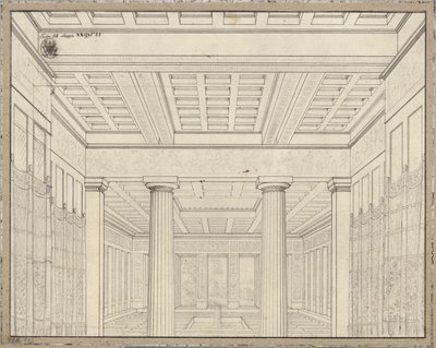Dido. Opera av Bernhard Klein. Skiss till den 3:e dekorationen. Kammare i palatset av Karl Friedrich Schinkel