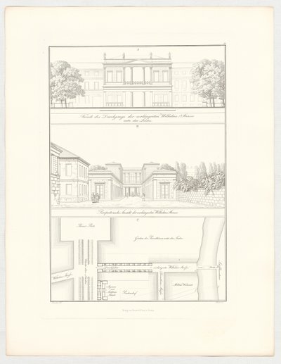 Den förlängda Wilhelmstraße, blad 19 i serien ”Samling av arkitektoniska ritningar” av Karl Friedrich Schinkel