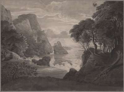 Klippigt kustlandskap med ett slott av Karl Friedrich Schinkel