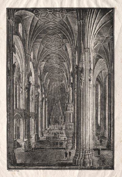 Interiör av St. Stephens Cathedral i Wien, ca. 1810. av Karl Friedrich Schinkel