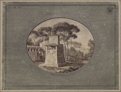 ”Mejeri i pinjelunden vid Villa Borghese nära Rom” / Casa Cenci i parken vid Villa Borghese i Rom av Karl Friedrich Schinkel