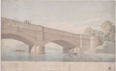 Potsdam. Glienickebron. Perspektivisk vy av Karl Friedrich Schinkel