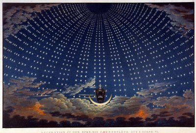 Scenografi för "" Den förtrollade flöjten", opera av Wolfgang Amadeus Mozart, realiserad Karl Schinkel (1781-1841) av Karl Friedrich Schinkel