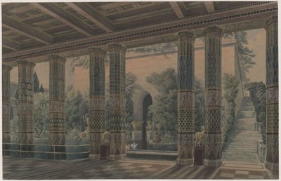 Oriandapalatset på Krim. Antikt utkast. Mottagningshall, kejserlig trädgård av Karl Friedrich Schinkel