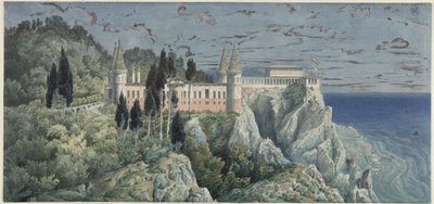 Orianda slott på Krim. Moskvitisk utkast. Vy av Karl Friedrich Schinkel