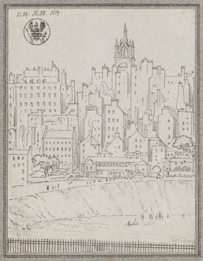 Stadsutsikt över Edinburgh med hus av Karl Friedrich Schinkel