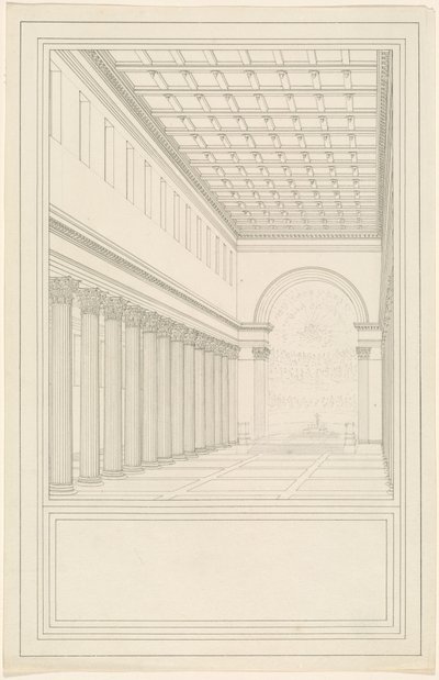 Mittskeppet och absiden, utan tvärskepp, i en katedral för Berlin av Karl Friedrich Schinkel