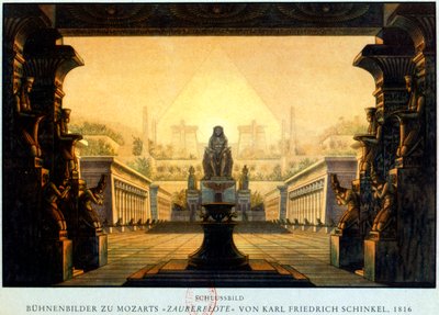 Gården till templet Isis och Osiris där Sarastro var överstepräst, c1816 av Karl Friedrich Schinkel