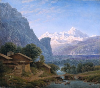 Utsikt över Mont Blanc - Karl Friedrich Schinkel (1781-1841). Olja på duk av Karl Friedrich Schinkel