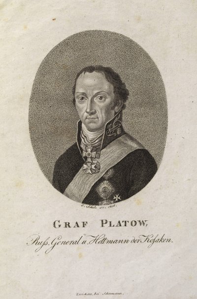 Porträtt av greve Matvei Ivanovich Platov 1757-1818 av Karl Friedrich Schulz