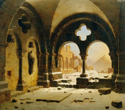 Klosterruiner på vintern av Carl Georg Adolph Hasenpflug