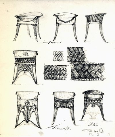 Design för taburetter av Karl Haller von Hallerstein