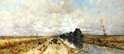 Road by Canal (olja på duk) av Karl Heffner