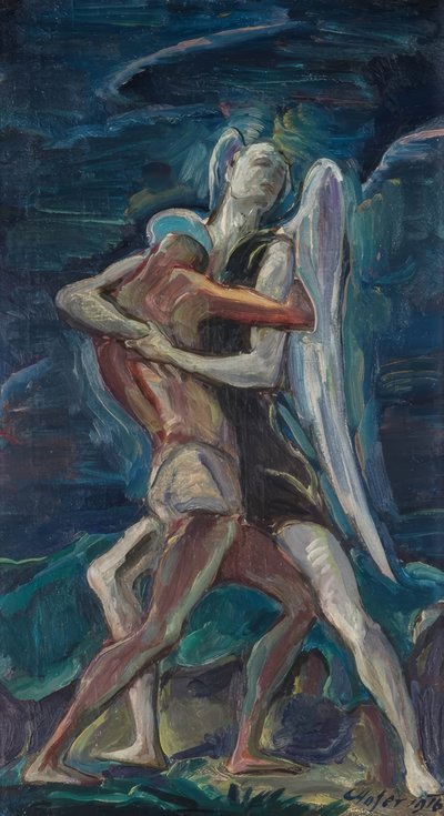 Jakob kämpar med ängeln av Karl Hofer