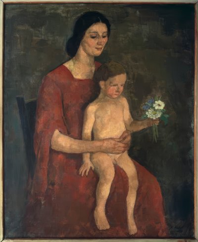 Thilde Hofer med Carlino av Karl Hofer