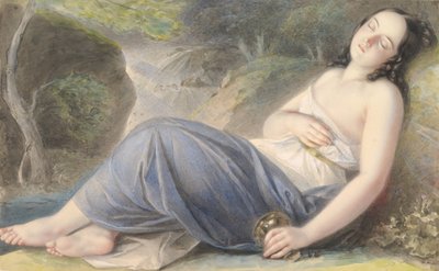 Psyche sover i ett landskap, 1837. av Karl Joseph Aloys Agricola