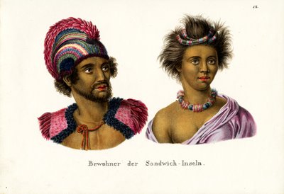 Folket på Hawaii, 1824 av Karl Joseph Brodtmann