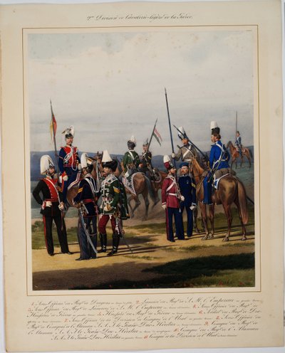 La 2eme division de la cavalerie legere - The 2nd Guard Cavalry Division - Piratsky, Karl Karlovich (1813-1889) - 1867 - Färglitografi - 56x45 - Privat samling av Karl Karlovich Piratsky