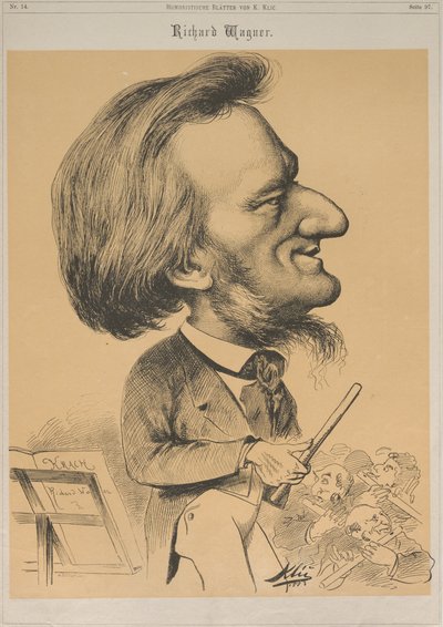 Richard Wagner vid konduktörens skrivbord, 1873. av Karl Klic