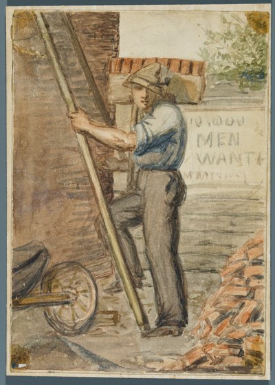 Brick Layer, 1864 (wc över svart media underritning) av Karl L.H. Mueller
