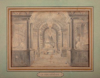 Napoleon i arbete i biblioteket på Chateau de Malmaison, ca 1806 av Karl Loeillot Hartwig