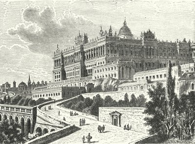 Kungliga palatset, Madrid, Spanien (gravyr) av Karl Muller
