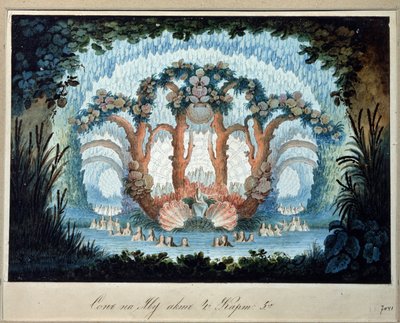 Förberedande dekor för operan "Gromoboi" av Alexei Verstovski (1799-1862) (Scenografi för operan "Chor Valley" av A. Verstovski). Verk av Karl Ossipovich Braun l