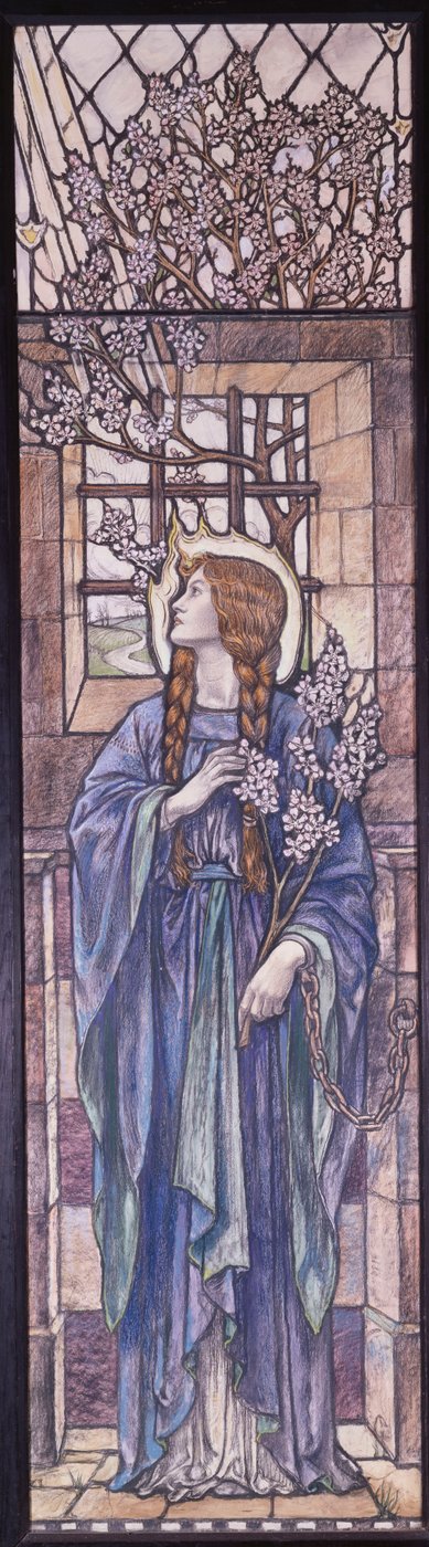 Hope: Design för målat glas i All Saints Church, Eastchurch, Isle of Sheppey, ca 1912 (svarta och färgade kritor, akvarell och kroppsfärg) av Karl Parsons